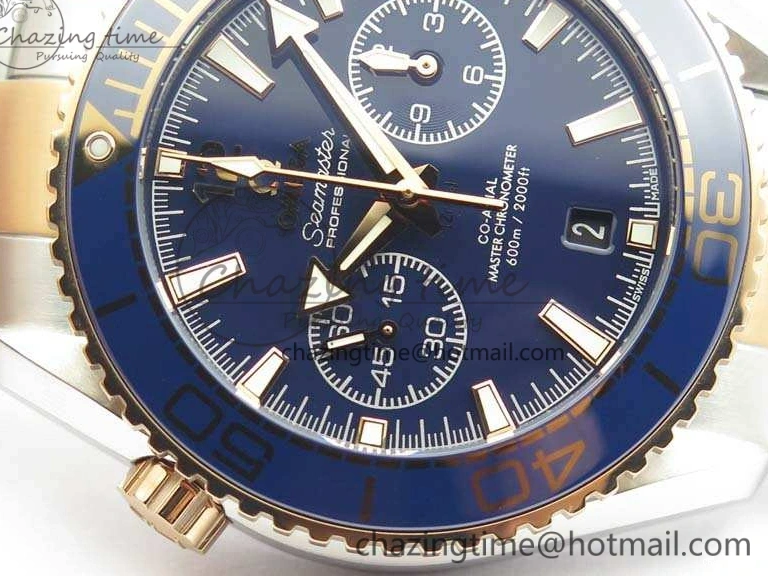 0412 Seamaster Pro Chrono SS RG OM Best Edition Blue Ceramic Blue Dial On SS RG Bracelet A Snug 8129